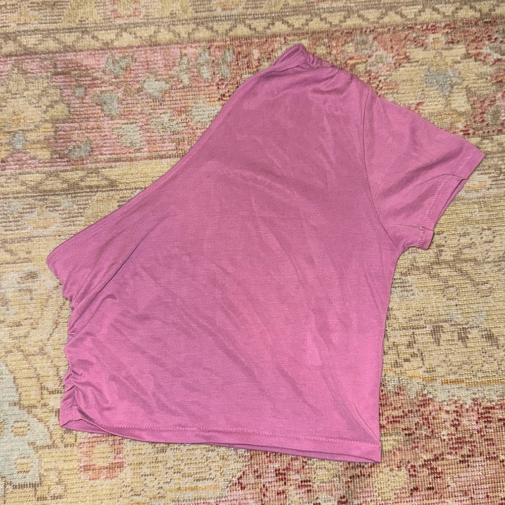 One-Shoulder Cropped T-Shirt, Size Small